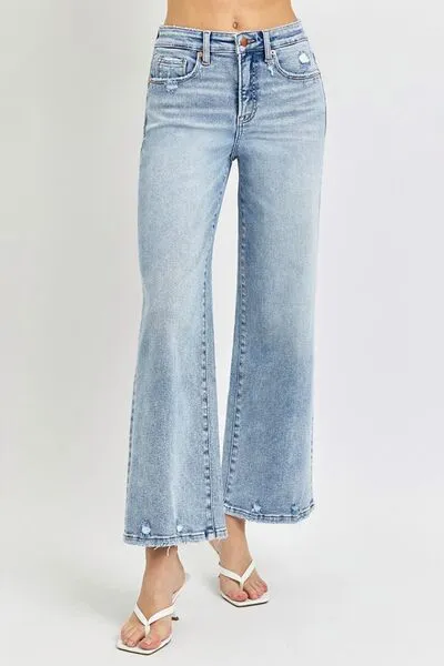 RISEN Full Size Tummy Control High Rise Crop Wide Leg Jeans ONLINE EXCLUSIVE