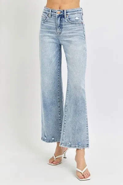 RISEN Full Size Tummy Control High Rise Crop Wide Leg Jeans ONLINE EXCLUSIVE