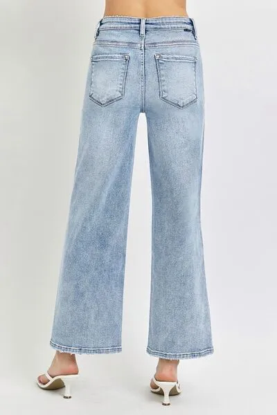 RISEN Full Size Tummy Control High Rise Crop Wide Leg Jeans ONLINE EXCLUSIVE