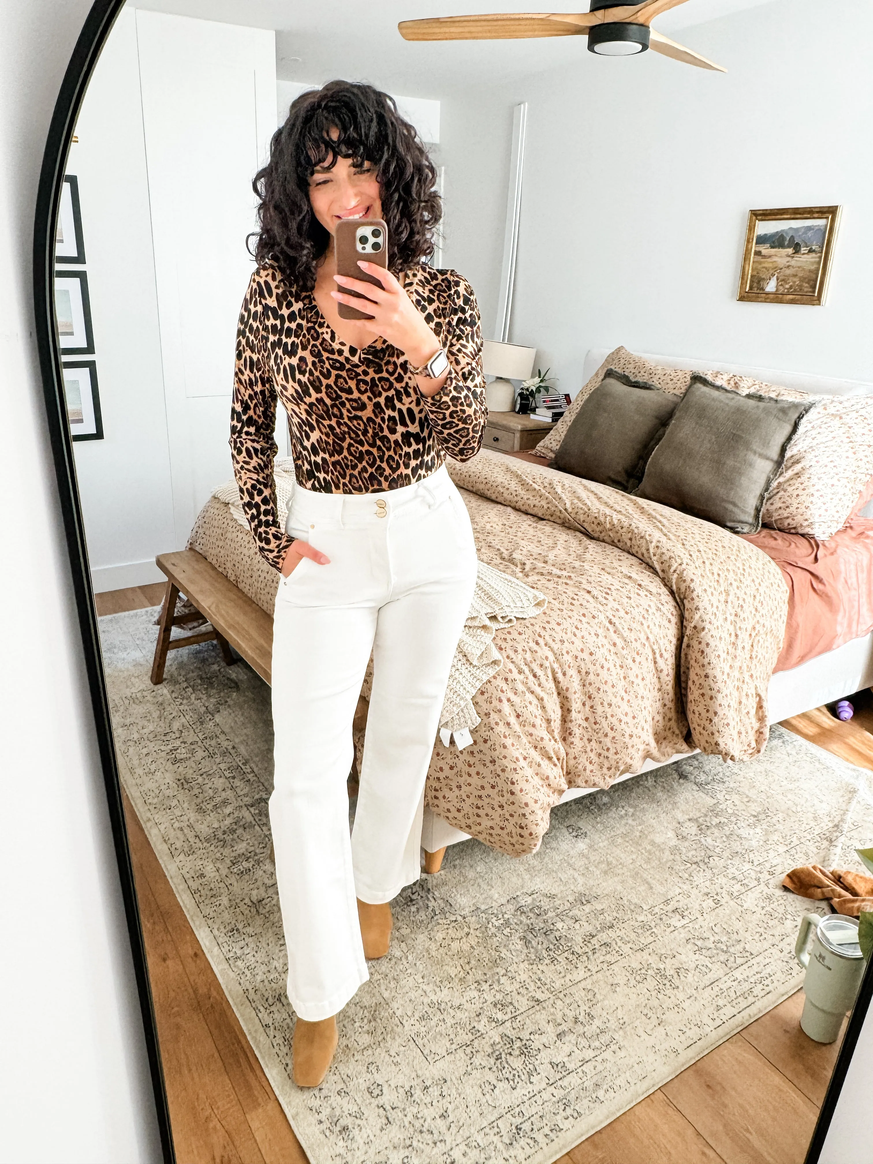 RISEN Tummy Control Double Button Wide Leg Jeans