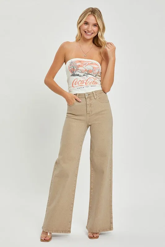 RISEN Tummy Control High Rise Wide Leg Jeans