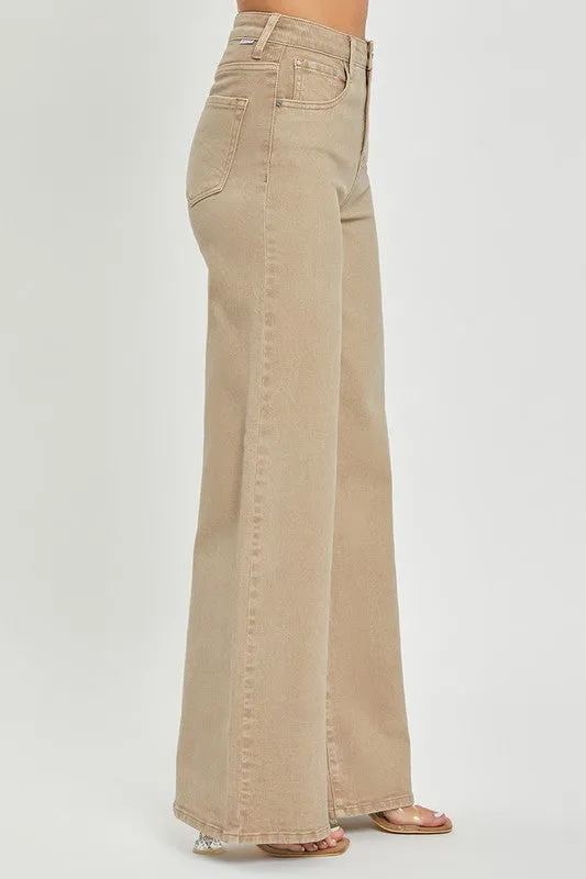RISEN Tummy Control High Rise Wide Leg Jeans