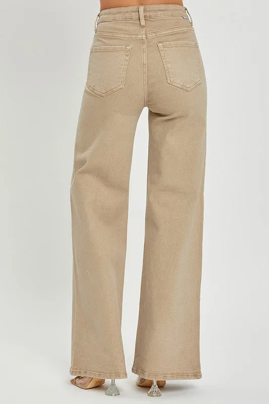 RISEN Tummy Control High Rise Wide Leg Jeans