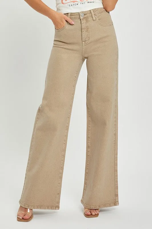 RISEN Tummy Control High Rise Wide Leg Jeans