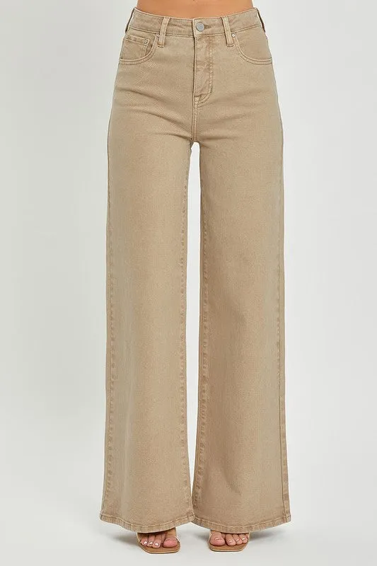 RISEN Tummy Control High Rise Wide Leg Jeans