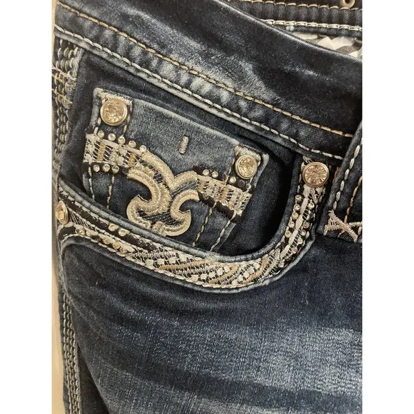 Rock Revival Jeans Women 29 Low Rise Medium Wash Cherilyn Taper Leg Logo‎