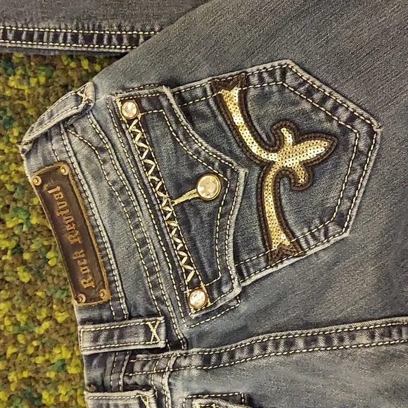 Rock Revival Kate Skinny Low Rise Sequin Pockets Size 26