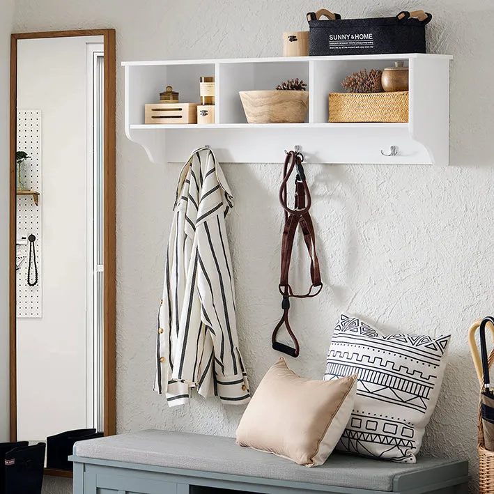 Rootz MDF Coat Rack - Cloakroom Strip - Wall Mounted Hanger - 3 Metal Hooks - Durable Design - 100x30x20cm