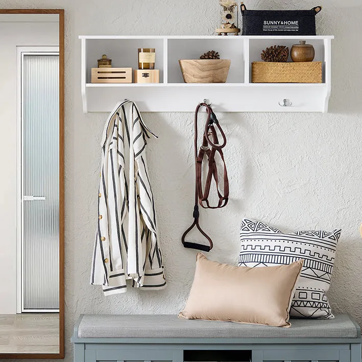 Rootz MDF Coat Rack - Cloakroom Strip - Wall Mounted Hanger - 3 Metal Hooks - Durable Design - 100x30x20cm