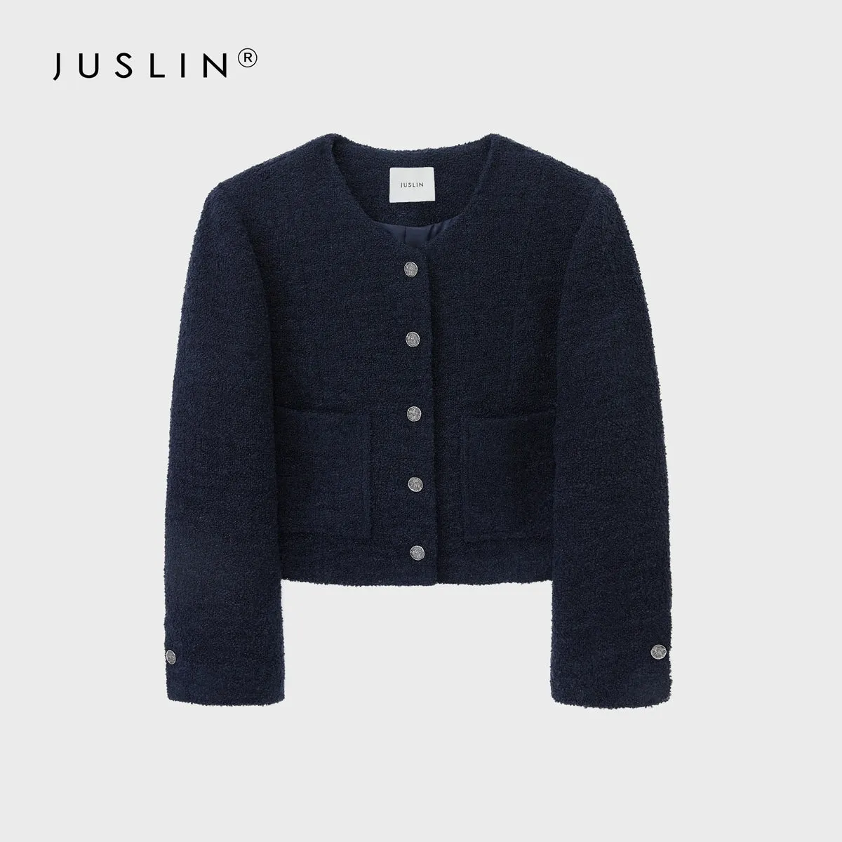 Round Button Textured Jacket