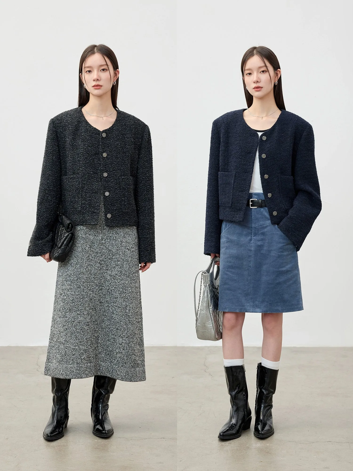 Round Button Textured Jacket