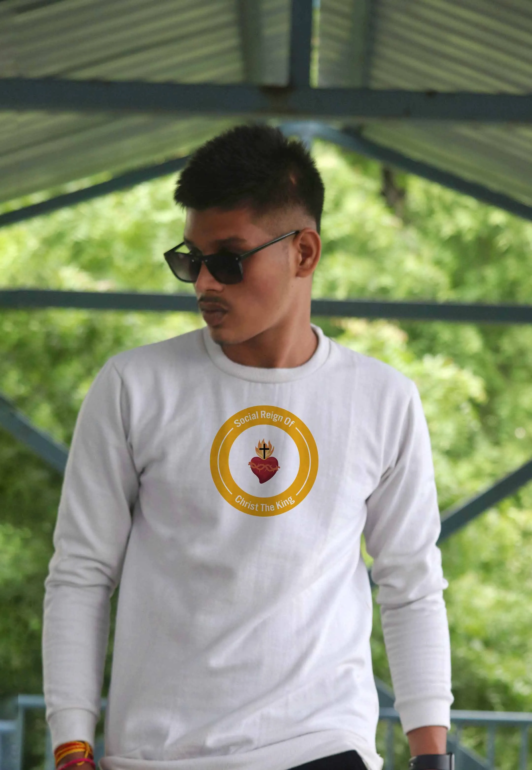 Sacred Heart Christian Catholic Mens Long Sleeve Shirt