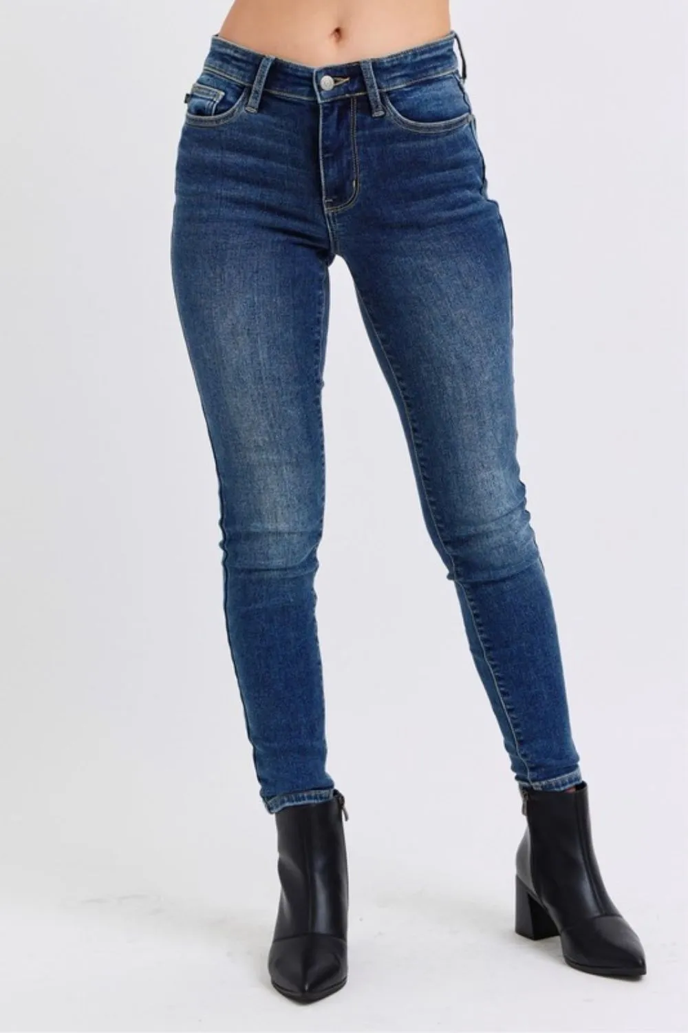 Sadie Mid-Rise Skinny Jeans - Judy Blue, Stretch Denim, Slim Fit, Pockets