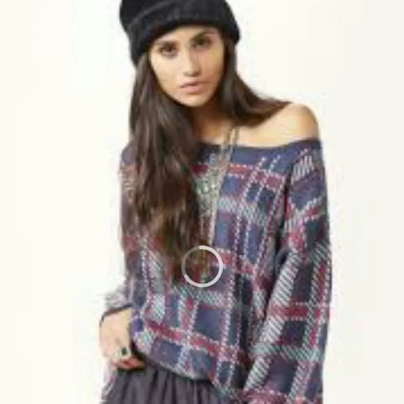 SALE:  Wildfox All Over Plaid Distressed Pullover