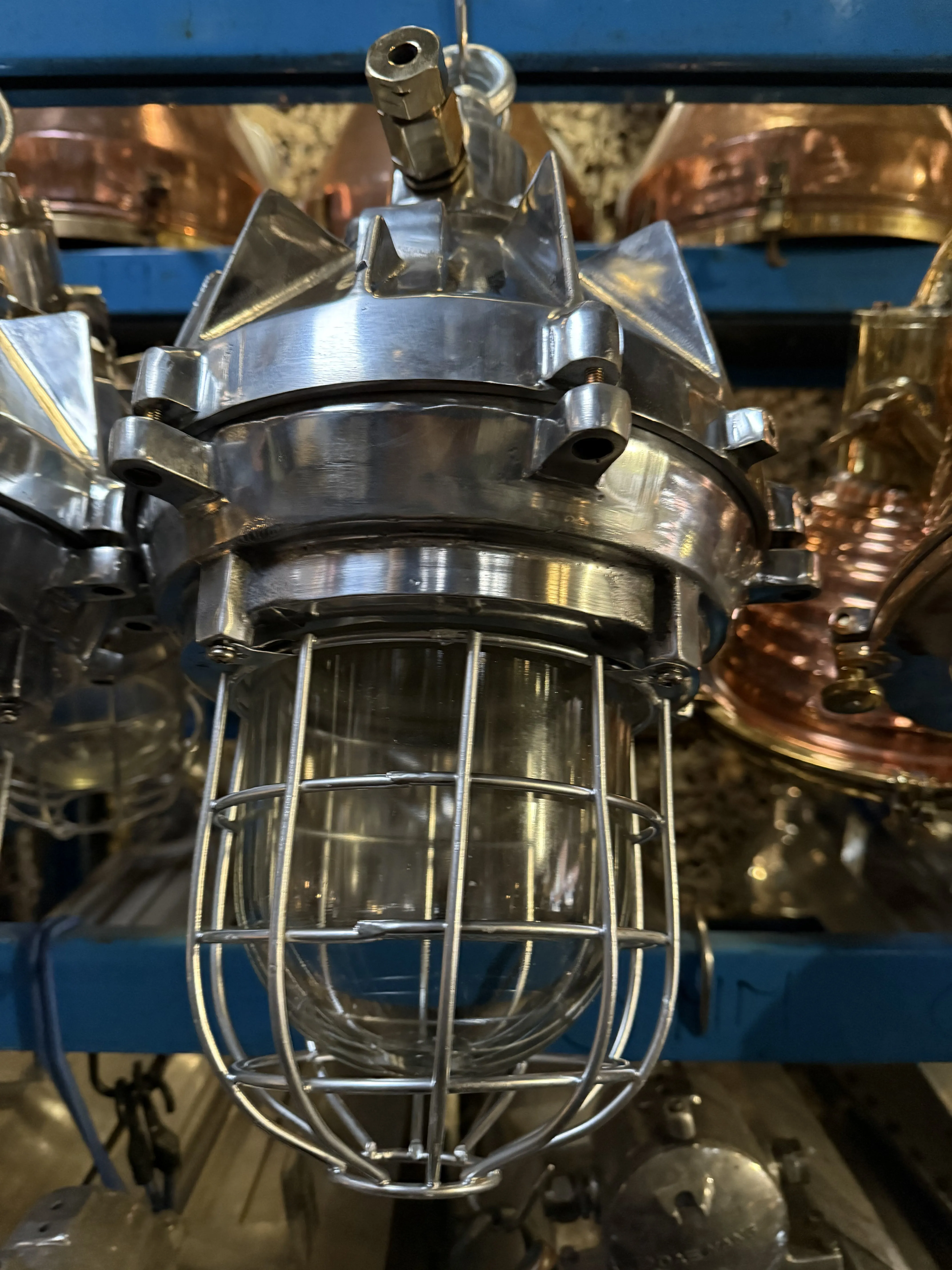 Salvaged Aluminium Hanging / pendant light Polished Marine