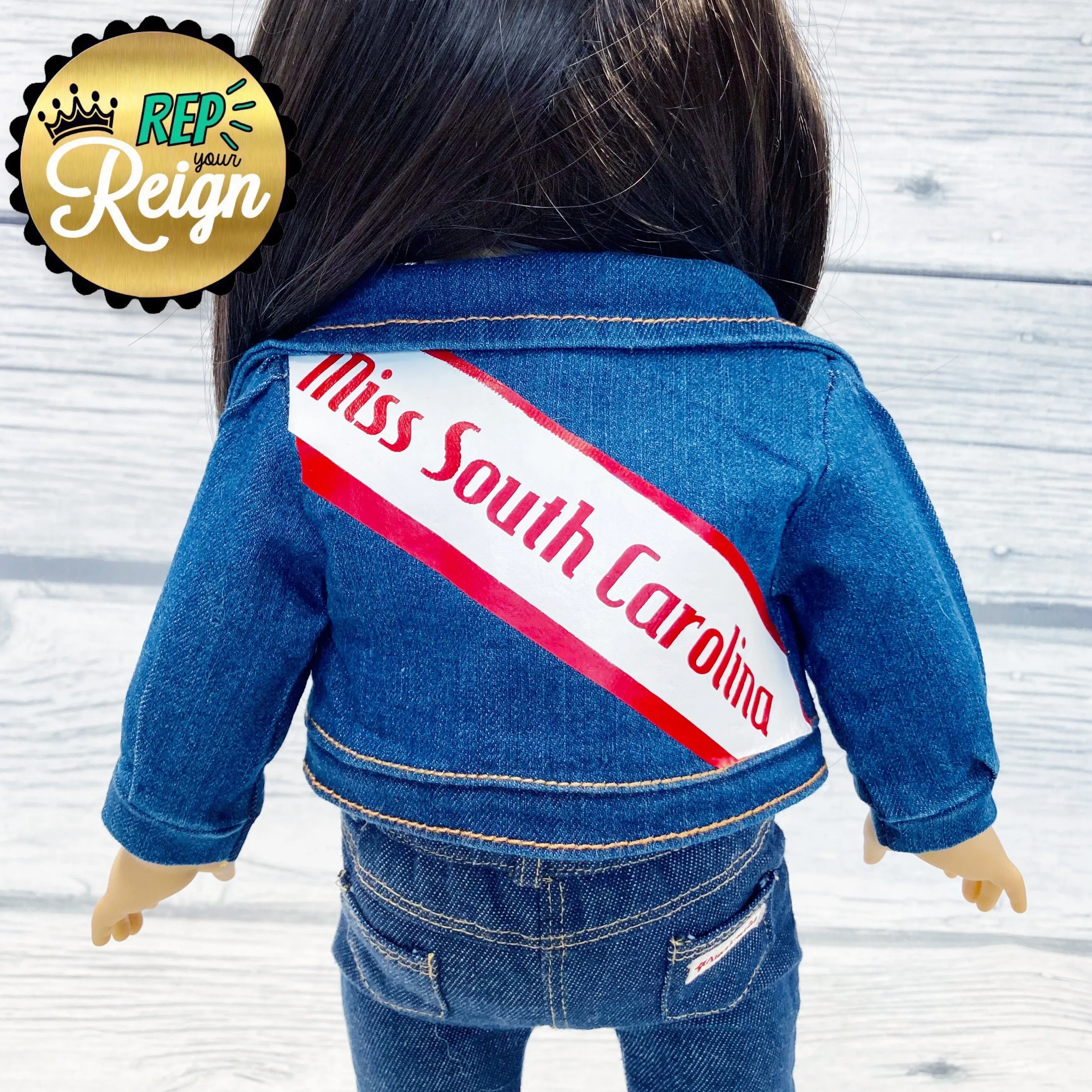Sash Sisters Banner Bling Custom Denim Jacket