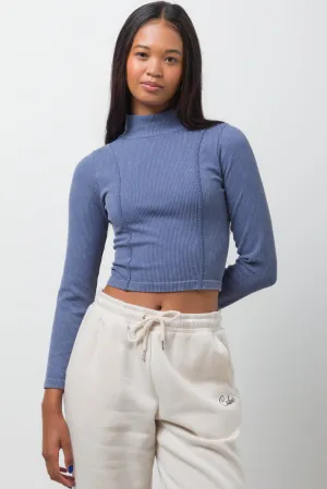 Seamless Long Sleeve Top Blue