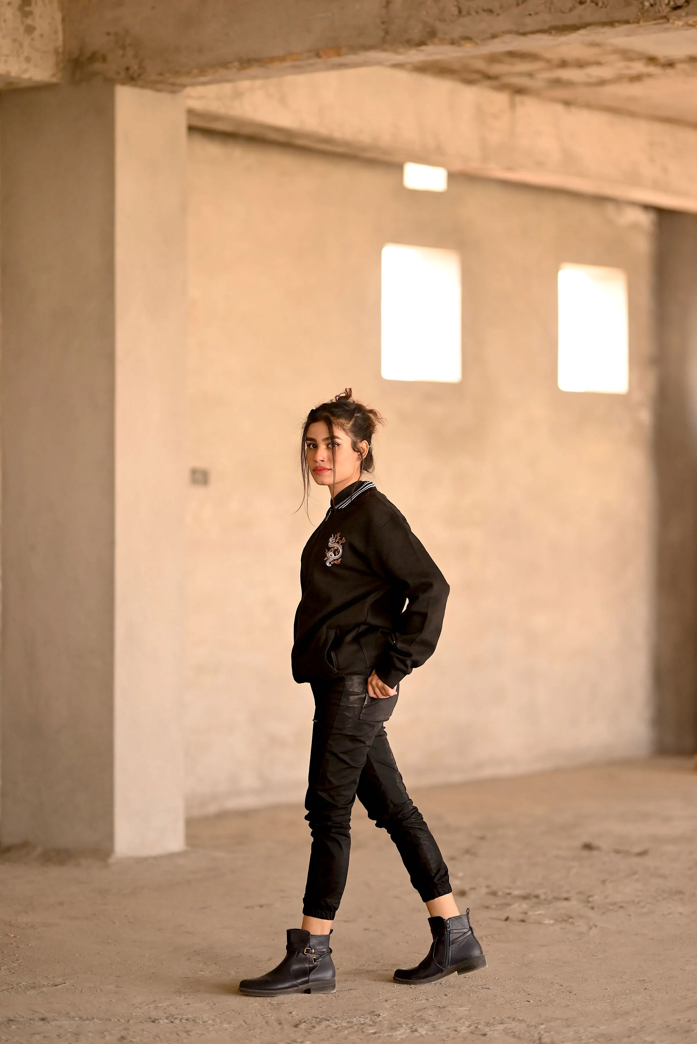 Serpent Henley Jacket (Black)