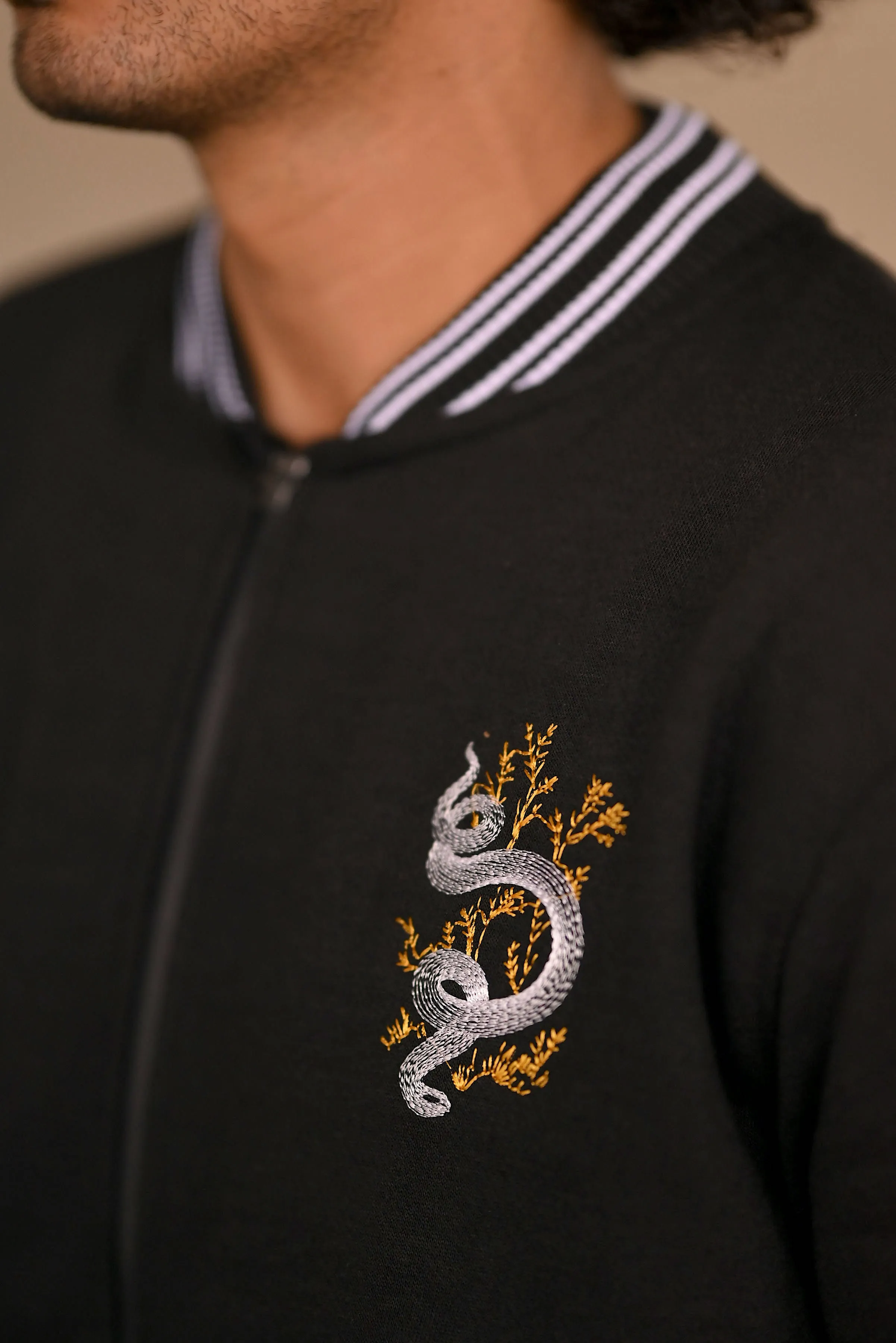 Serpent Henley Jacket (Black)