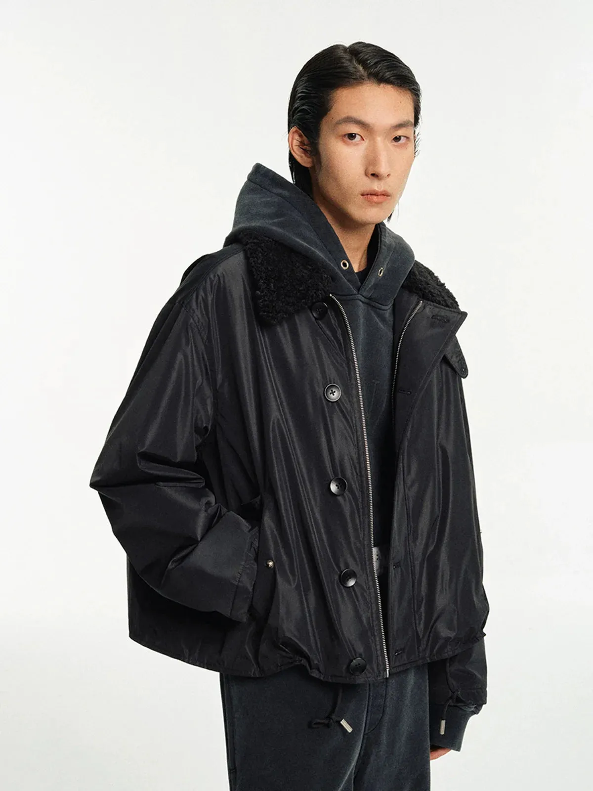 Shearling-Collared Quilted Jacket