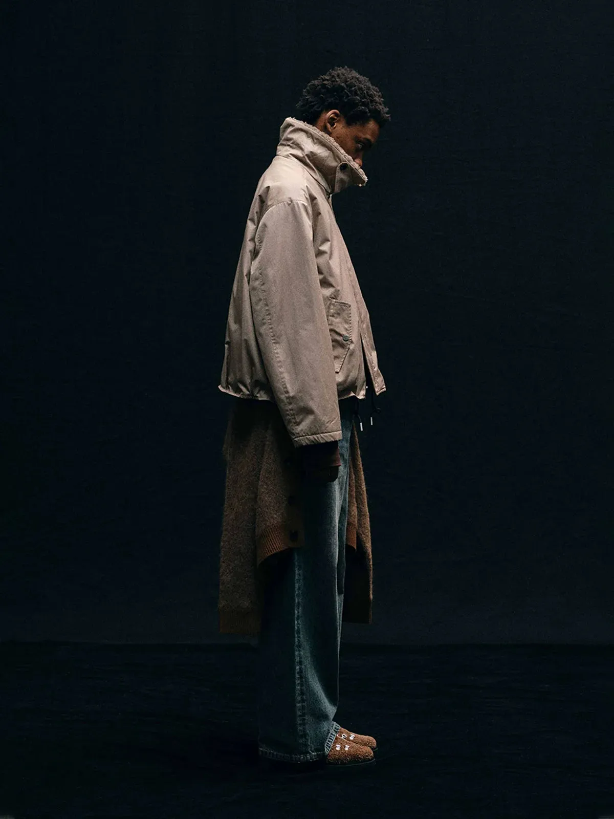 Shearling-Collared Quilted Jacket