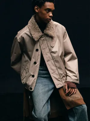 Shearling-Collared Quilted Jacket