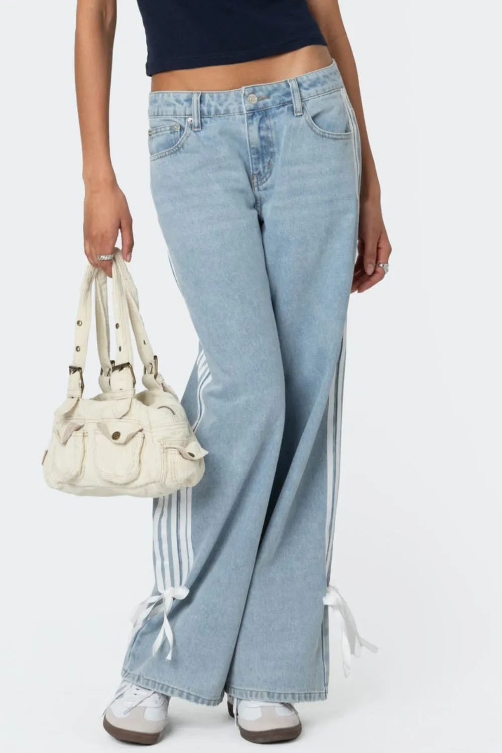 Side Striped Wide Leg Jeans
