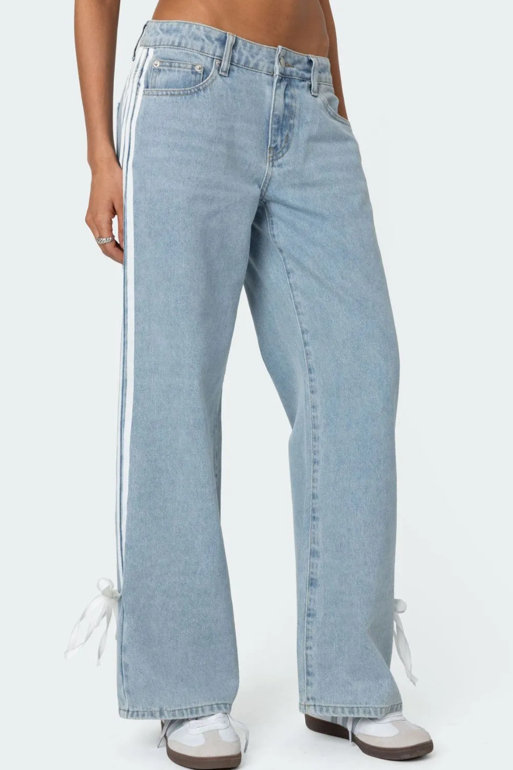 Side Striped Wide Leg Jeans