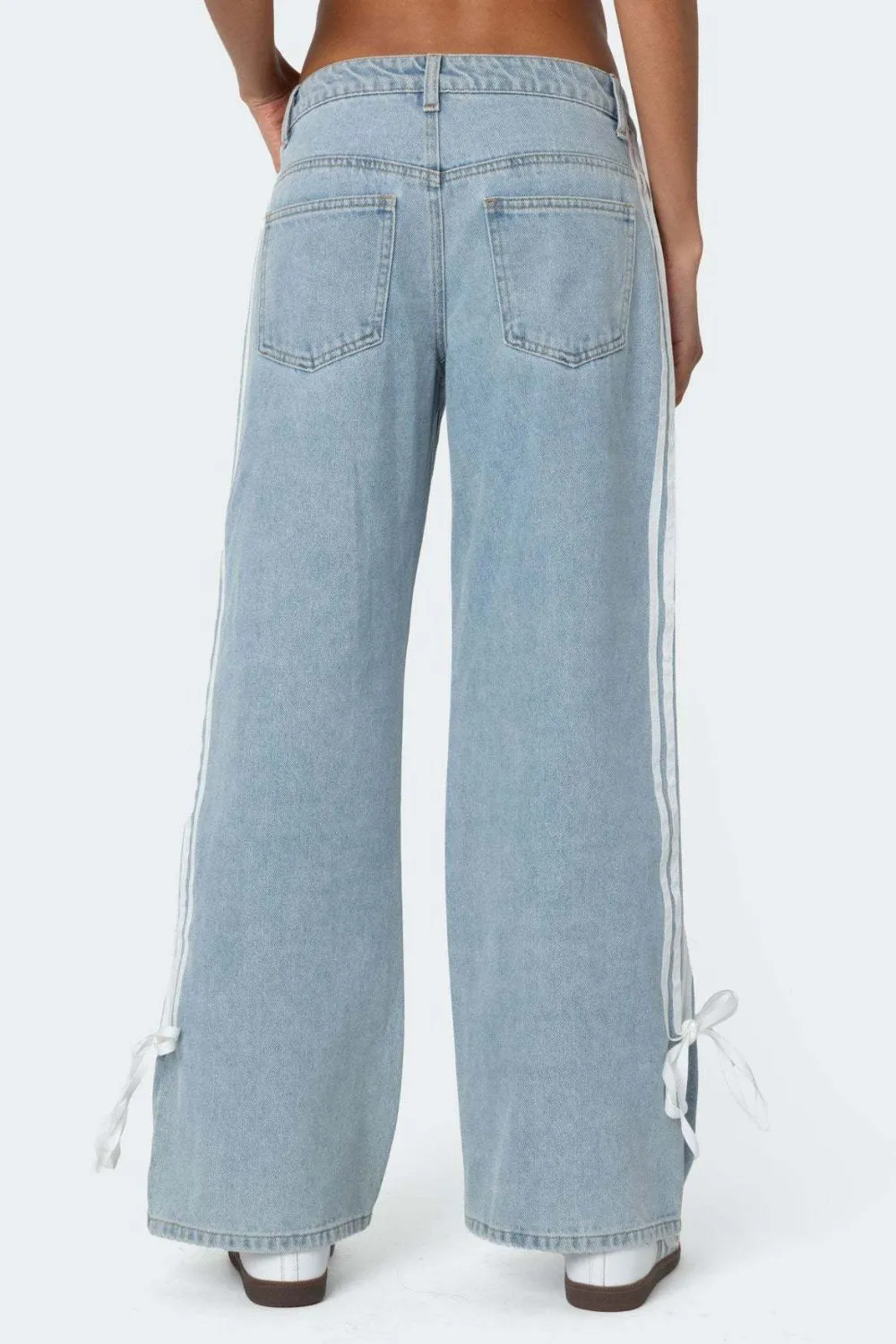Side Striped Wide Leg Jeans