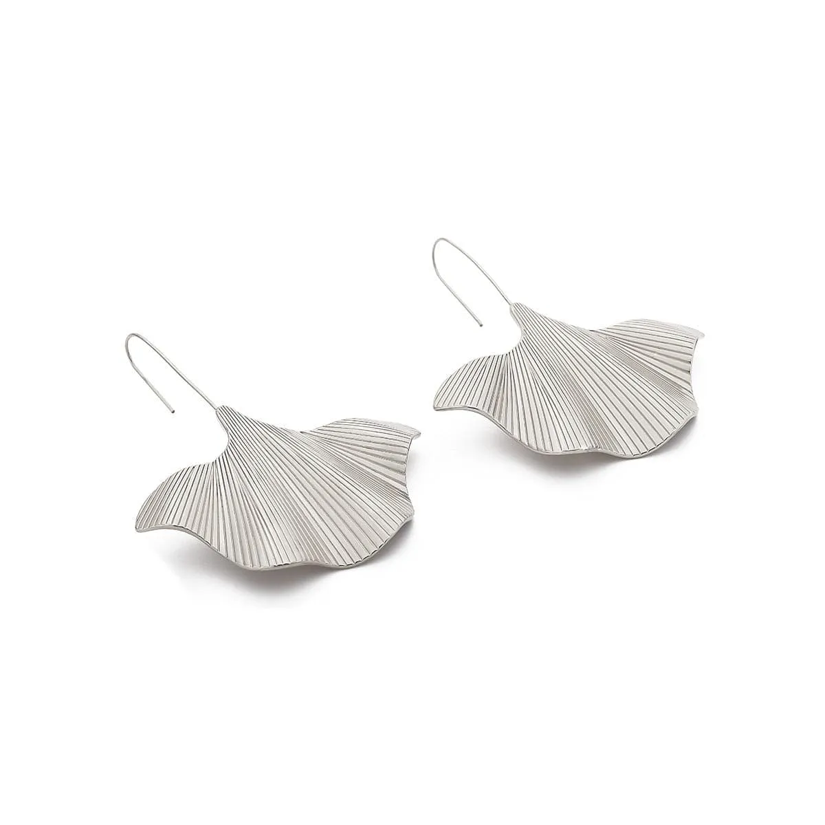 Silver-Plated Lotus Leaf Drop Earrings
