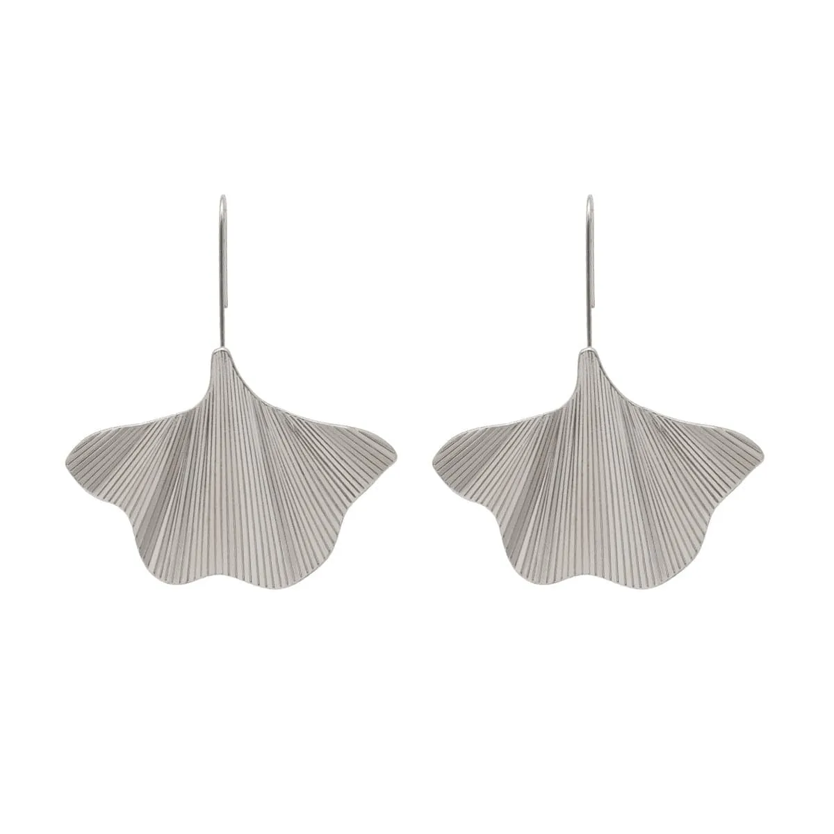 Silver-Plated Lotus Leaf Drop Earrings