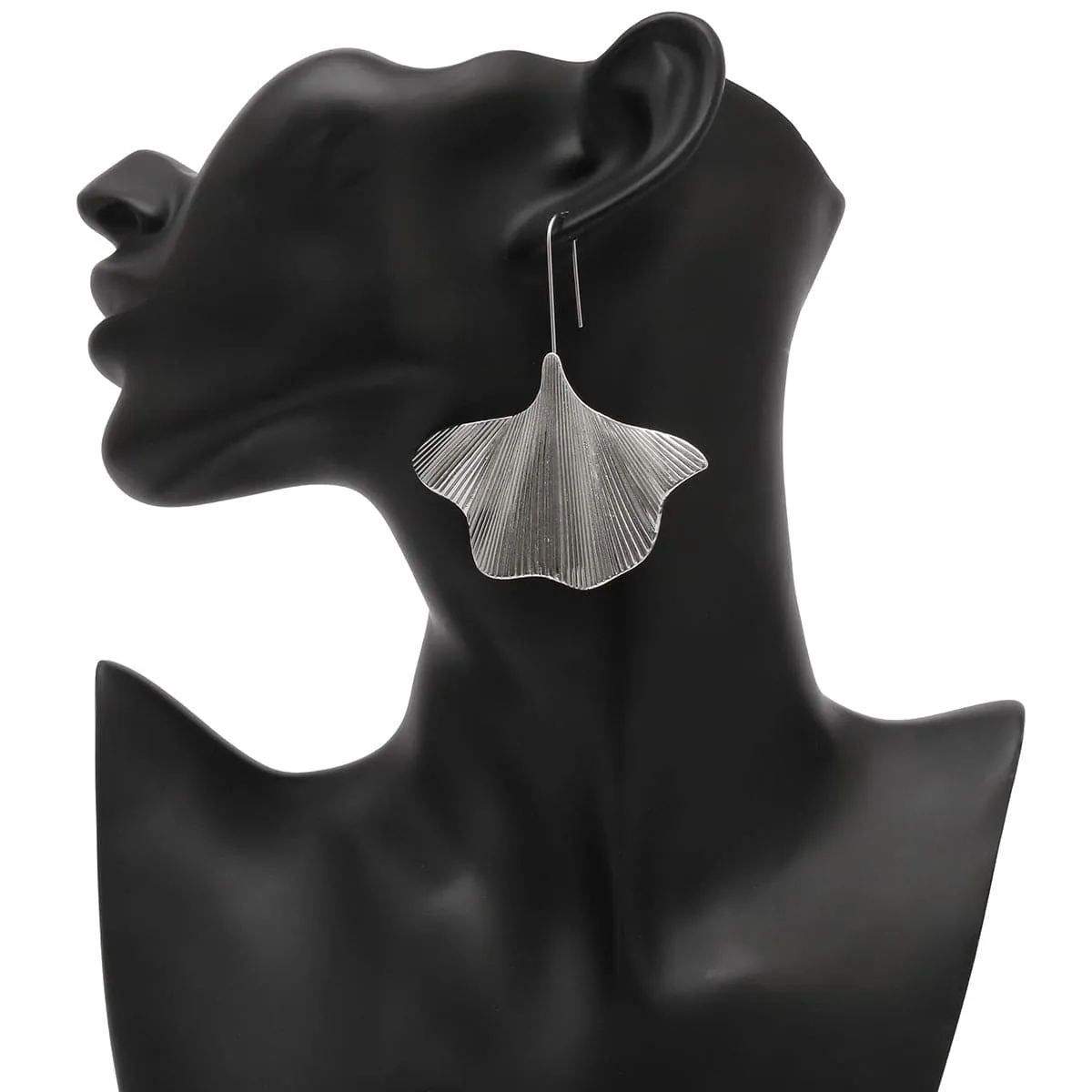 Silver-Plated Lotus Leaf Drop Earrings