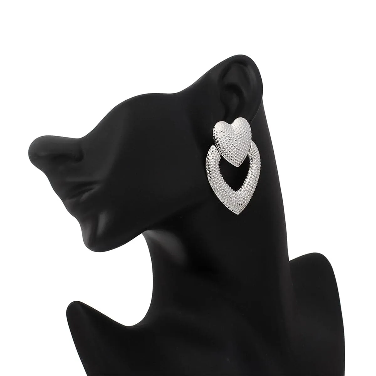 Silver-Plated Open Heart Milgrain Drop Earrings
