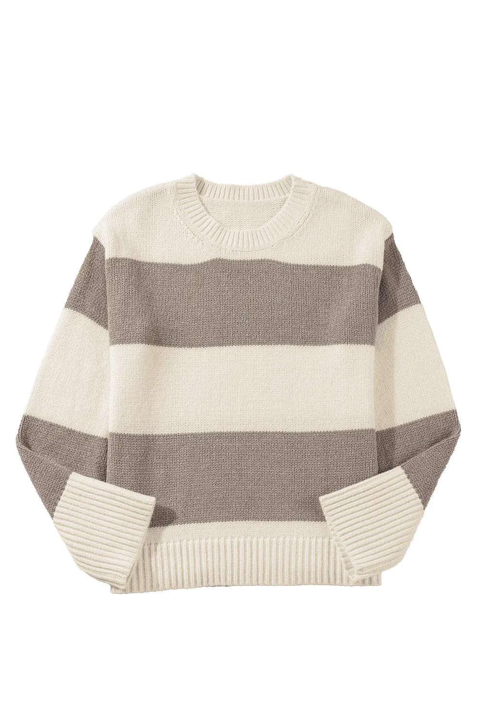 Simply Taupe Colorblock Loose Pullover Sweater