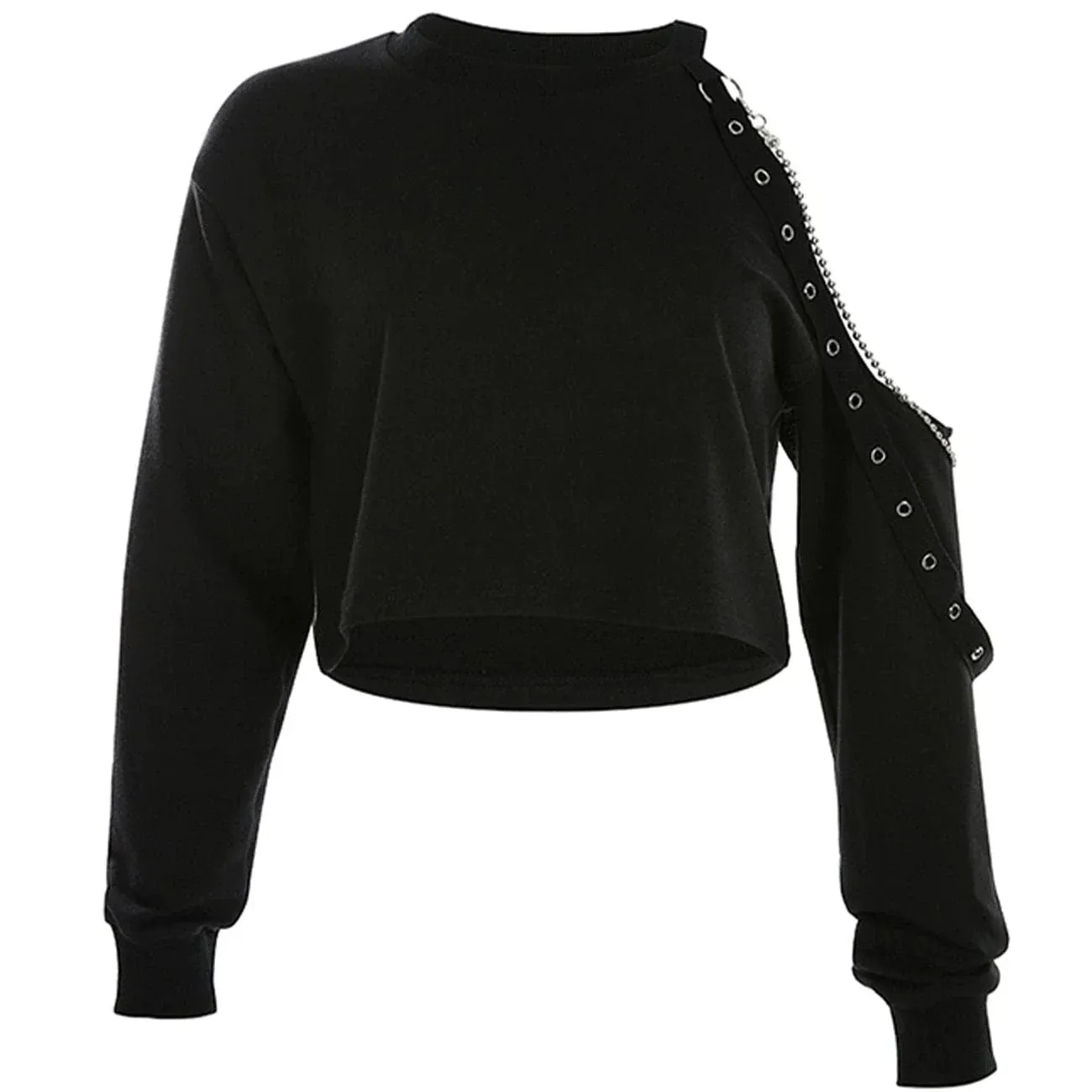Single Shoulder Hollow Sweater