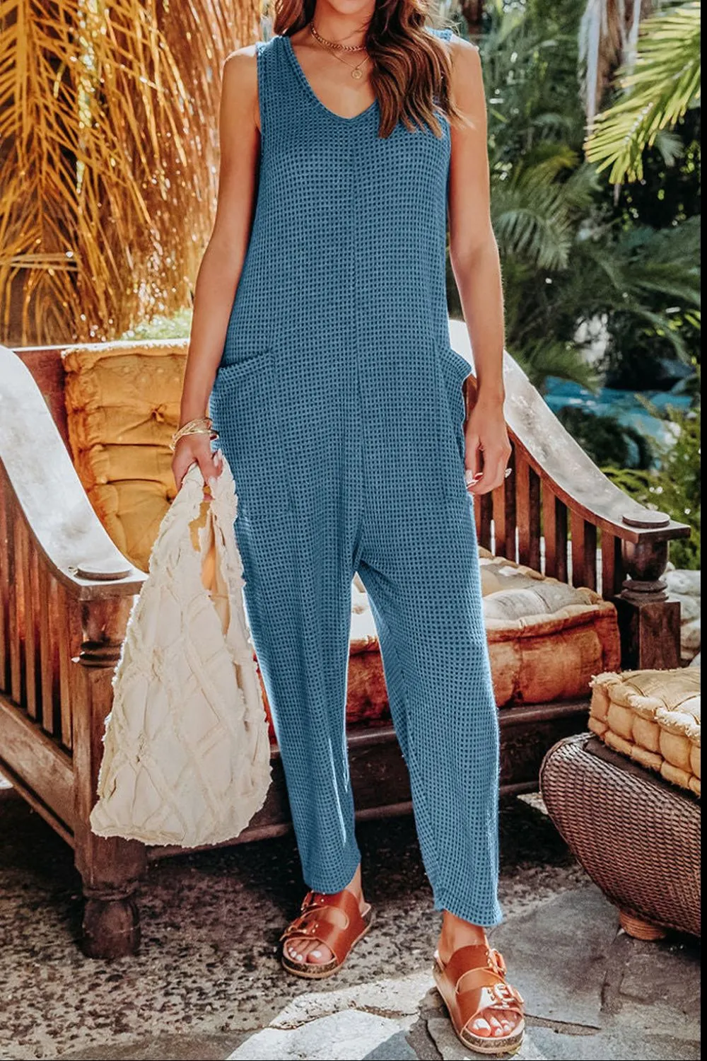 Sleeveless Straight Jumpsuit Sizes Small to 3XL