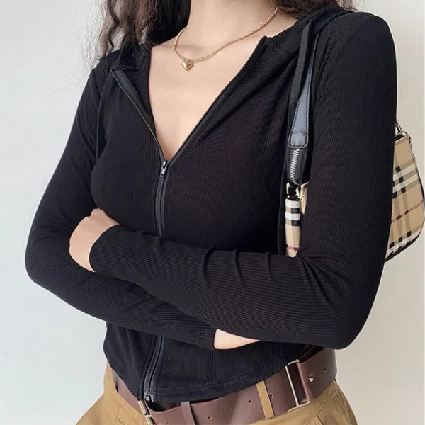 Slim fit threaded hoodie