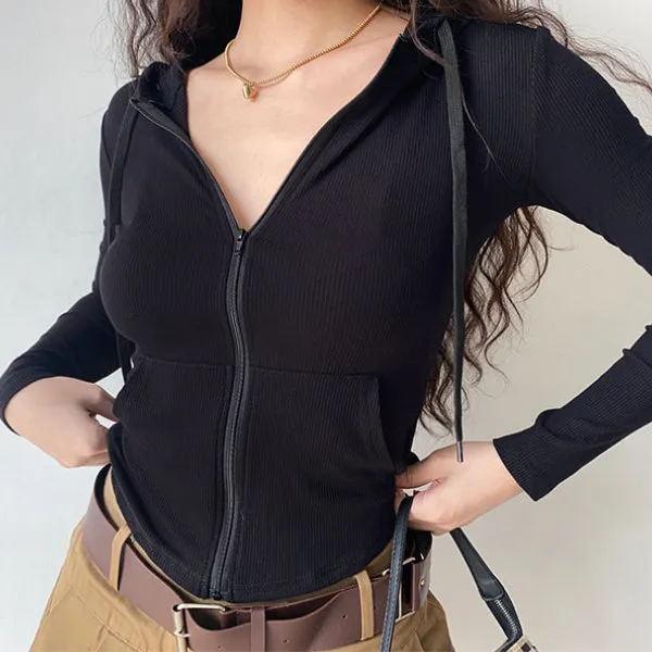 Slim fit threaded hoodie