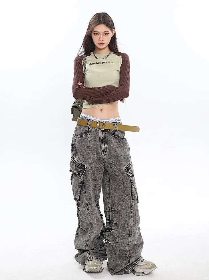 Slouchy Wide Leg Cargo Jeans