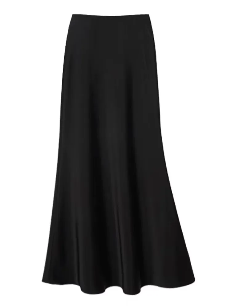 Smooth and silky Hip Wrap Zipper Skirt For Office Lady