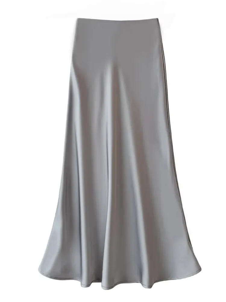 Smooth and silky Hip Wrap Zipper Skirt For Office Lady