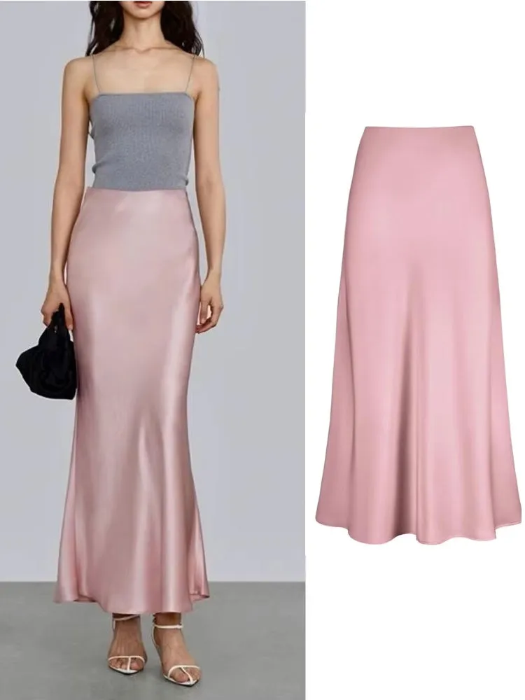Smooth and silky Hip Wrap Zipper Skirt For Office Lady