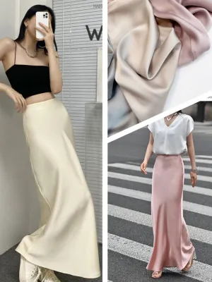 Smooth and silky Hip Wrap Zipper Skirt For Office Lady