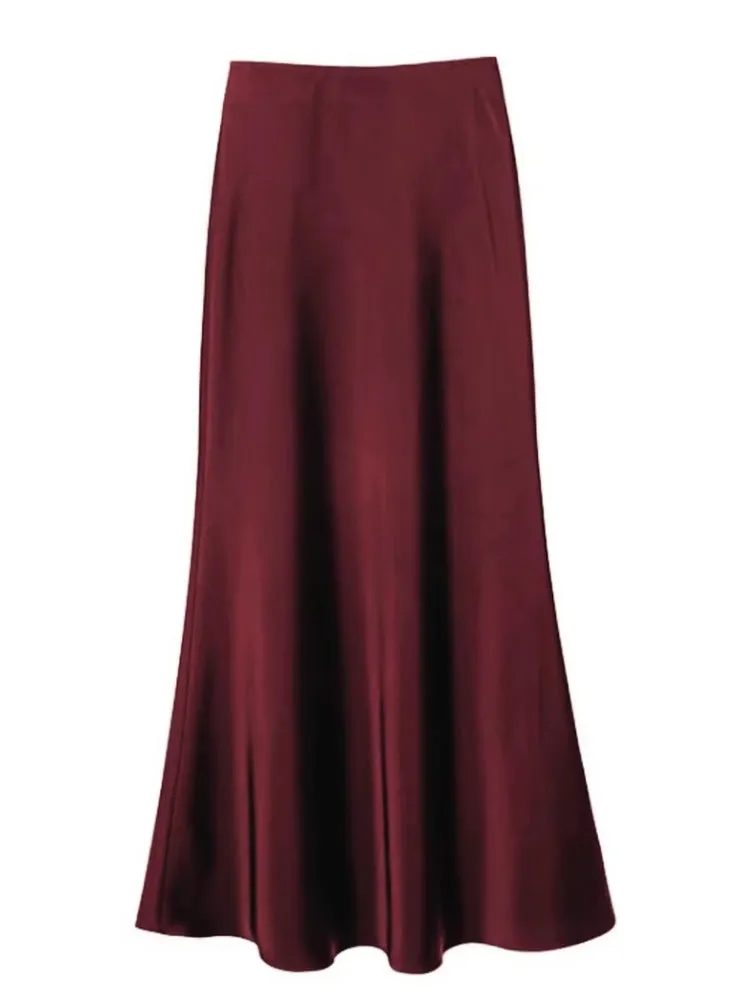 Smooth and silky Hip Wrap Zipper Skirt For Office Lady