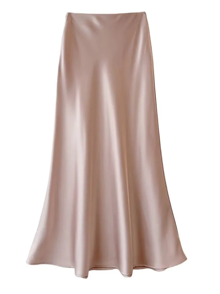 Smooth and silky Hip Wrap Zipper Skirt For Office Lady