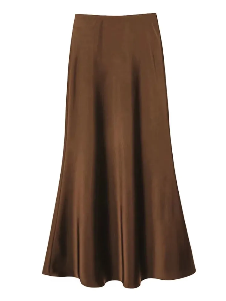 Smooth and silky Hip Wrap Zipper Skirt For Office Lady