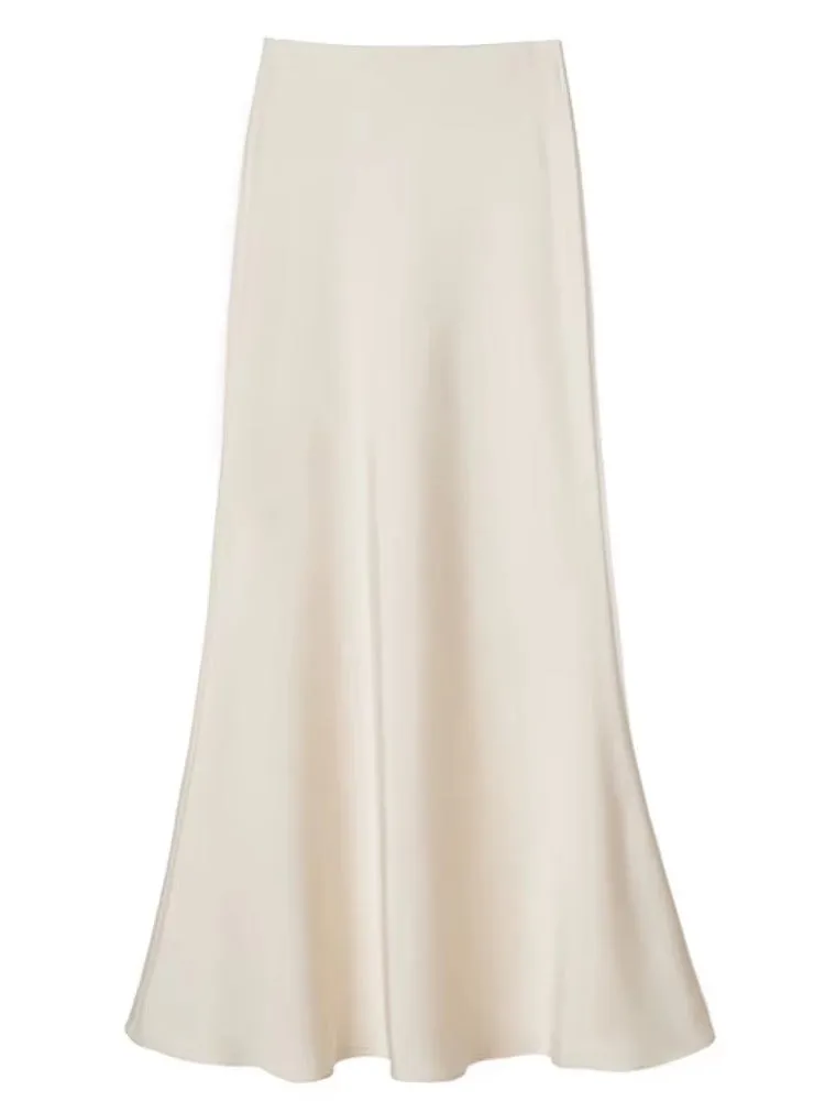 Smooth and silky Hip Wrap Zipper Skirt For Office Lady