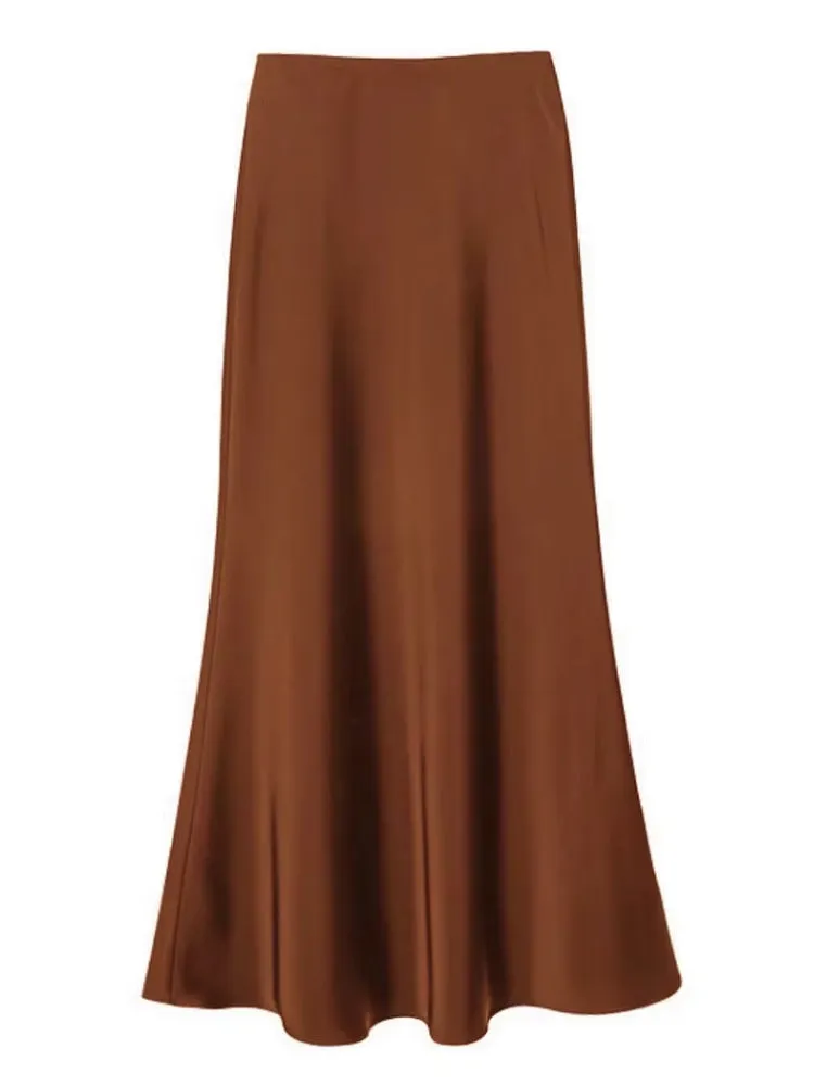Smooth and silky Hip Wrap Zipper Skirt For Office Lady