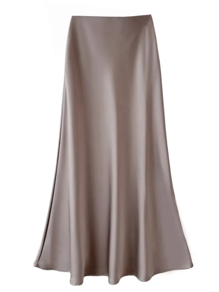 Smooth and silky Hip Wrap Zipper Skirt For Office Lady