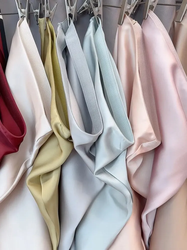 Smooth and silky Hip Wrap Zipper Skirt For Office Lady